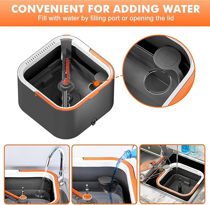 KZKR Upgraded Spin Mop and Bucket Set, Separate Clean and Dirty Water System, 360° Foldable Square Mop Head with Washable Microfiber Mops Pad, Detachable Bucket for Home Floor Cleaning