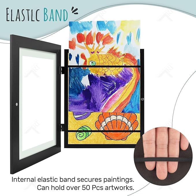 Golden State Art, 9x12 Kids Art Frames, Front-Opening Picture Frame Great for Kids Drawings, Artworks, Children Art Projects, Schoolwork, Home or Office (Black, Set of 2)