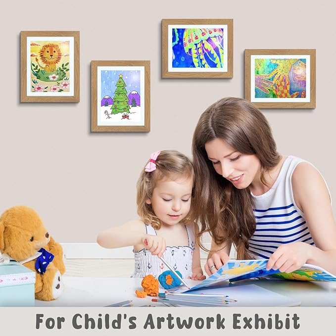Golden State Art, 10x12.5 Kids Art Frames, Front-Opening Picture Frame Great for Kids Drawings, Artworks, Children Art Projects, Schoolwork, Home or Office (Brown, Set of 8)