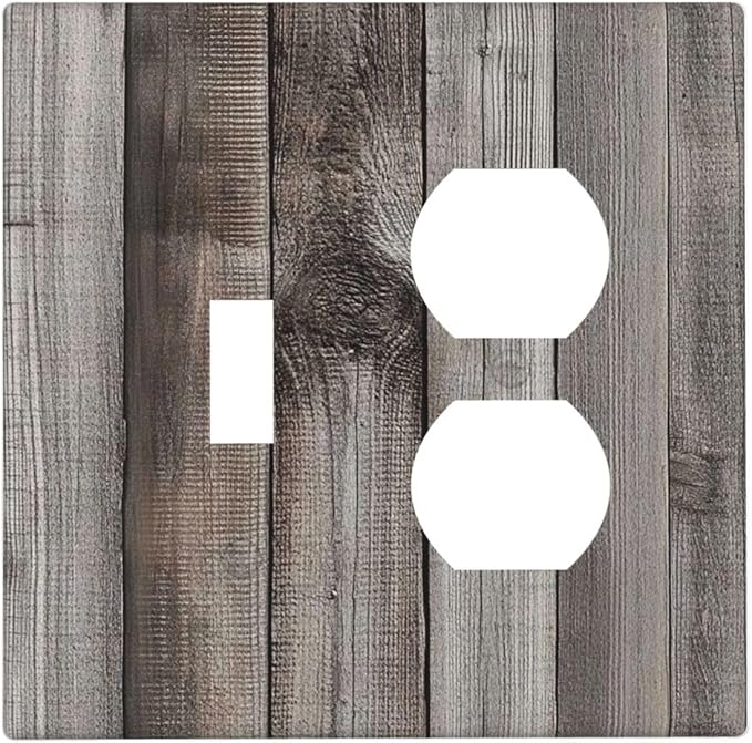 Wallplates Vintage Brown Gray Wood Texture 1 Toggle 1 Duplex Switch Plate Electrical Gfci Faceplate Decorative Light Switch Covers For Farmhouse Cabin Decor