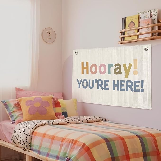 Welcome Sign for Classroom, Boho Classroom Must Haves Decorations for Teachers, Neutral Cute Back To School Wall Flag Linen Canvas Banner