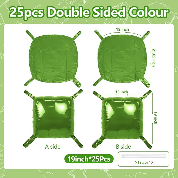 NISOCY 25PCS Olive Green Square Foil Balloons Wall Backdrop Double Sided Dark Green Balloon Arch Kit for Birthday St. Patrick's Day Spring Summer Jungle Christmas Theme Party Decoration