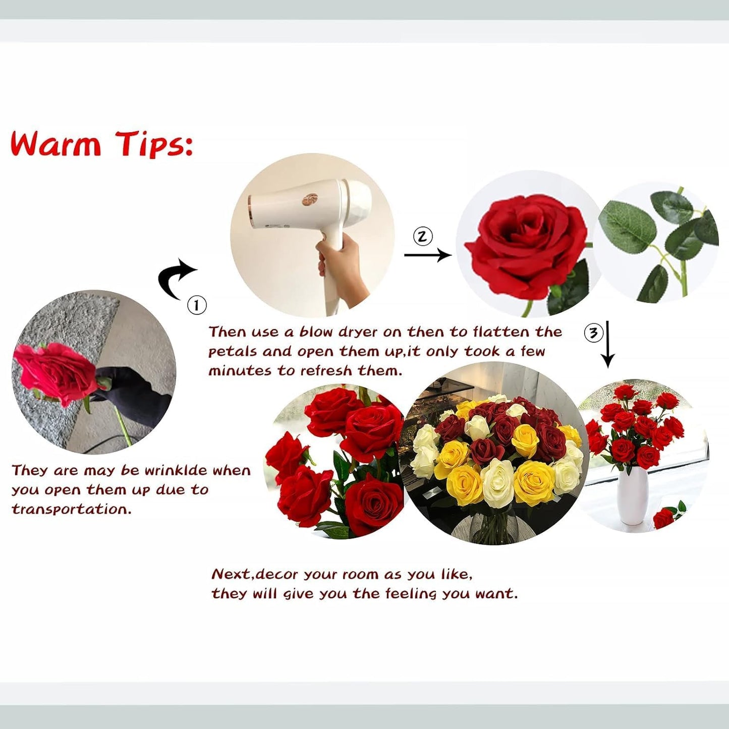 Black Fake Roses Artificial Flowers - 10 Pcs Fake Artificial Roses Silk Flowers with Stems for Home Wedding Hotel Office Centerpiece Decor