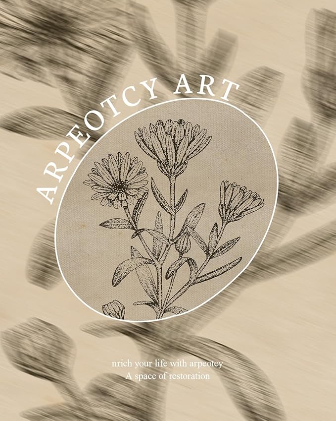 ARPEOTCY Gold Framed Canvas Art Prints, 8x10inch, Botanical Wildflower Art Painting, Vintage Country Decor for Bathroom Bedroom Kitchen Shelf, Rustic Cottagecore Minimalist Plant Pictures