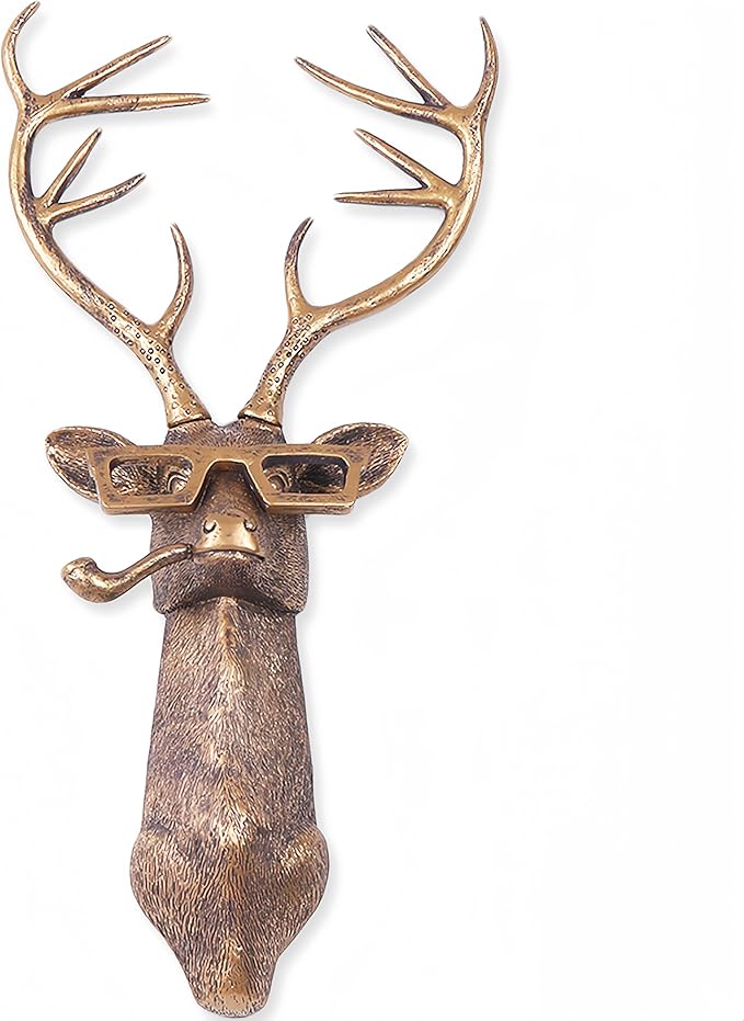 Joogour Head Wall Mount Decor,Resin Animal Sculptures，Art Deco Wall Hanging Decoration for Living Room Bedroom Officeroom Gift (Deer)