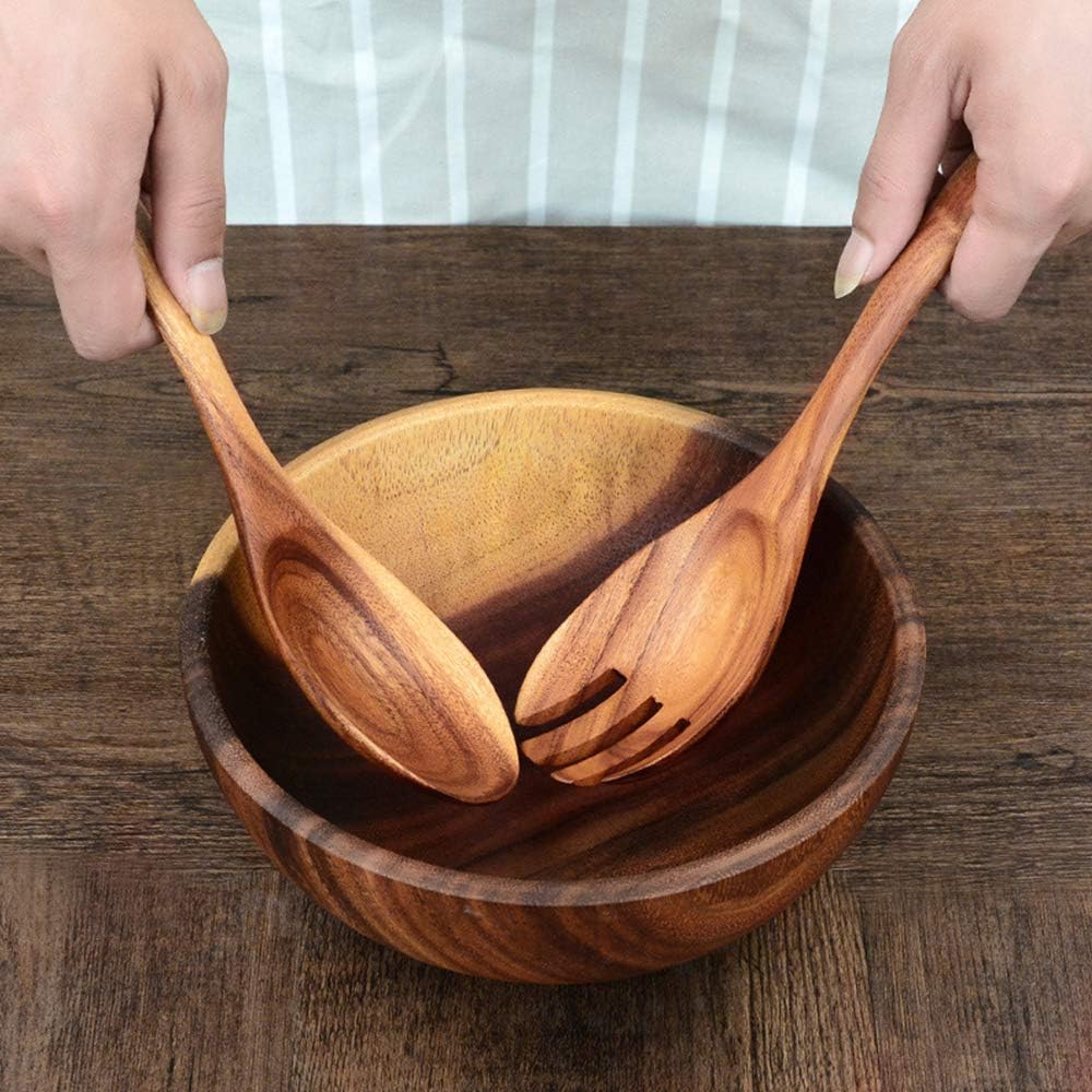 7 Pcs Acacia Wood Cooking Utensils Set Large Wooden Spoons for Cooking Spatula Salad Mixing Spoon Non Toxic Utensil for Kitchen Use Spatulas Non Stick Turner Slotted Serving Spoon Kitchen Utensils