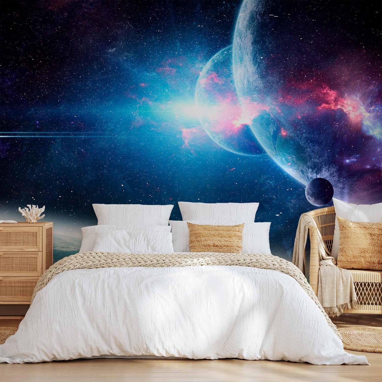 artgeist Wall Mural Cosmos 77x55 in - Peel and Stick Self-Adhesive Wallpaper Removable Large Sticker Foil Wall Decor Print Stars Solar System Universe Space b-C-10047-a-a