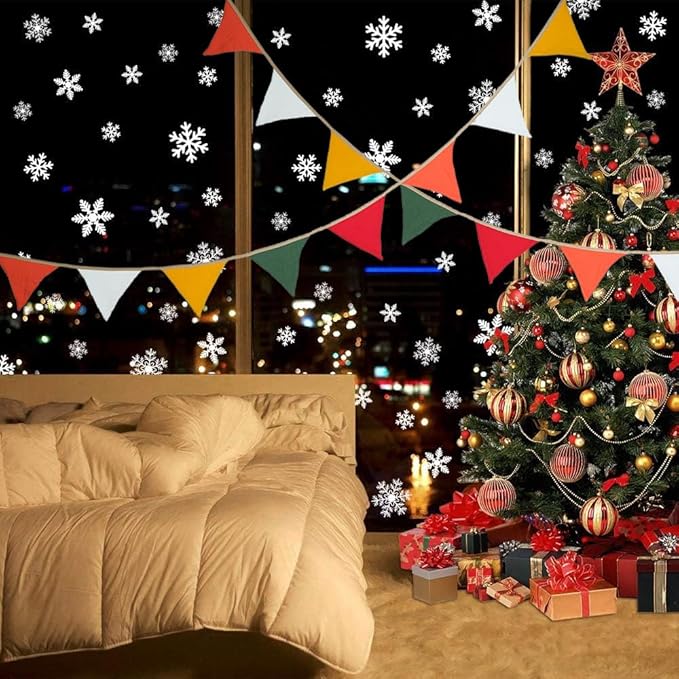 2PCS Pennant Banner Bunting Flags, Garland Triangle Banners Fabric for Merry Xmas Party Birthday Wedding New Year Party Supplies Classroom Nursery Playroom Decor (Red and Green)