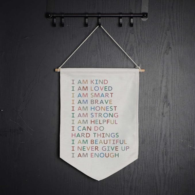 Affirmations for Kids, Classroom Hanging Banner, I Am Affirmations, Classroom Canvas Banner, Playroom Poster, Affirmations Poster, Homeschool Decor, I Am Kind Smart Loved, Classroom Wall Hanging Decor