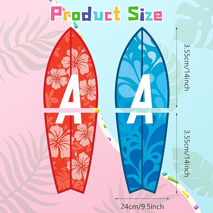 5 Pcs 28" Tall Summer Aloha Surfboard Cut Outs Accents Set Paper Beach Signs Cutouts Wall Decor for Hawaii Tropical Pool Surf Party Bulletin Board Decorations
