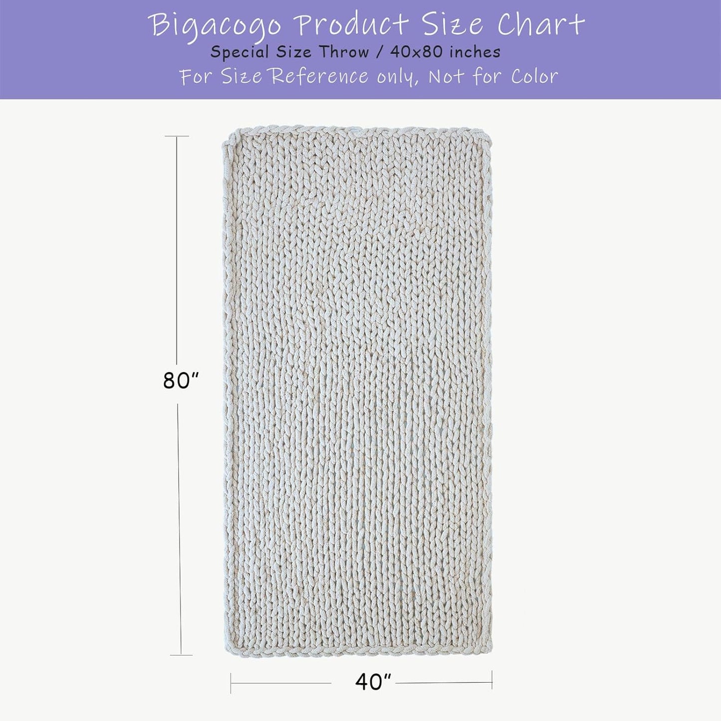 Bigacogo Chunky Knit Throw Blanket for Couch, 40x80 inches, 100% Hand Knitted with Thick Jumbo Chenille Yarn, Cozy Soft Large Rope Knot Cable Crochet Blankets for Sofa Bed Living Room, Mint