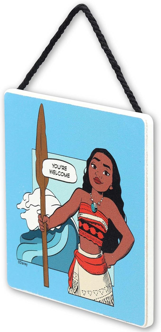 Disney Princess Moana You're Welcome Hanging Wood Wall Decor - Fun Moana Comic Strip Style Sign for Home
