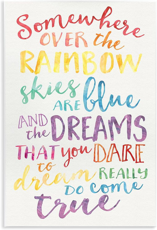 The Kids Room by Stupell Somewhere Over The Rainbow Watercolors Wall Plaque, 10x15, Design by Artist Erica Billups