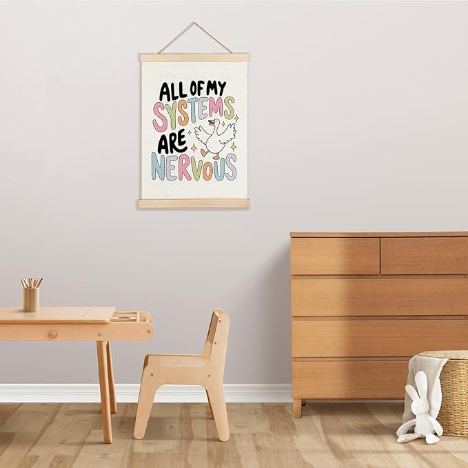 LZYRF Silly Goose Mental Health Wall Art, Therapy Office Decor, All of My Systems Are Nervous Goose Canvas Prints Wall Decor for Therapist Counselor Calming Office, 12x16 Inch