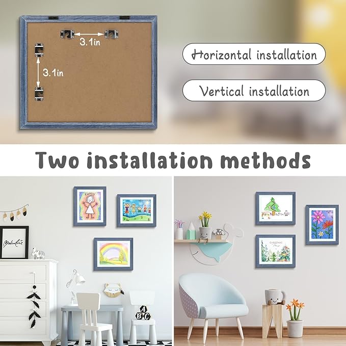 Golden State Art, 10x12.5 Kids Art Frames, Front-Opening Picture Frame Great for Kids Drawings, Artworks, Children Art Projects, Schoolwork, Home or Office (Navy Blue Set of 2)