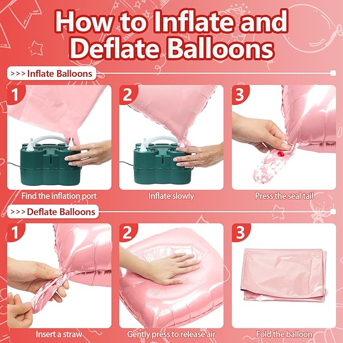 NISOCY 25PCS Red and Pearl Pink Square Foil Balloons Wall Backdrop Double Sided Red Pink Balloon Arch Kit for Birthday Bachelorette Anniversary Engagement Valentine's Day Strawberry Party Decoration