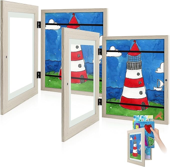Golden State Art, 8.5x11 Kids Art Frames, Front-Opening Picture Frame Great for Kids Drawings, Artworks, Children Art Projects, Schoolwork, Home or Office (Grey, Set of 2)