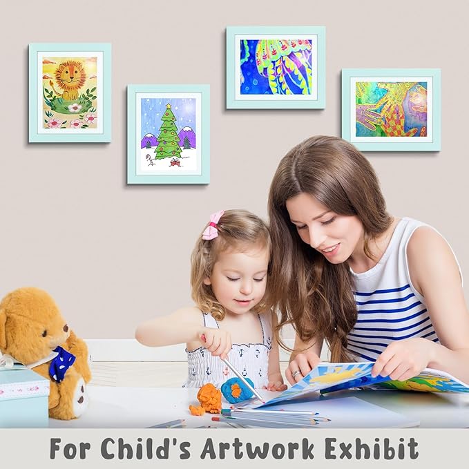 Golden State Art, 10x12.5 Kids Art Frames, Front-Opening Picture Frame Great for Kids Drawings, Artworks, Children Art Projects, Schoolwork, Home or Office (Light Blue, Set of 8)
