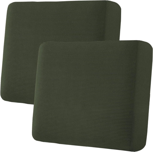 H.VERSAILTEX Super Stretch Individual Seat Cushion Covers Sofa Covers Couch Covers Slipcover Sets Thick Jacquard Textured Twill Fabric (2 Piece Large Sofa Cushion Covers, Olive)