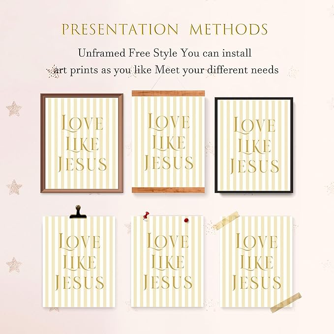 LARTSFRO Coquette Yellow Bow Jesus Wall Art Decor Posters, Butter Yellow Bow Christian Room Bedroom Bathroom Dorm Wall Art Decor Aesthetic for College Teen Girls Gifts, Inspirational Bible Verses Bow Wall Decor, 10x8 Inch Set of 4 Bow Pictures(UNFRAMED)