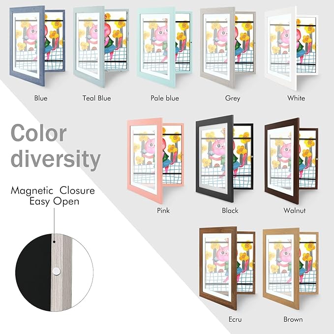 Golden State Art, 10x12.5 Kids Art Frames, Front-Opening Picture Frame Great for Kids Drawings, Artworks, Children Art Projects, Schoolwork, Home or Office (Grey Set of 2)