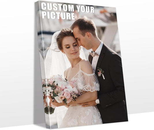 Personalized Custom Canvas Prints with Your Photos & Text, Customized Picture Print, Transform Own Images Into Framed Wall Art Digitally Printed Photo to Canvas, Keepsakes Gifts for Family 16x24’’