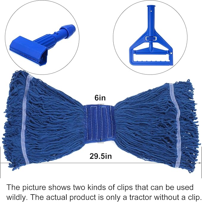 Heavy Duty Wet Industrial Cleaning Mop Head – Mop Head Replacement Perfect Cotton Washable Mop Head Replacement for Commercial & Home Cleaning（Blue）