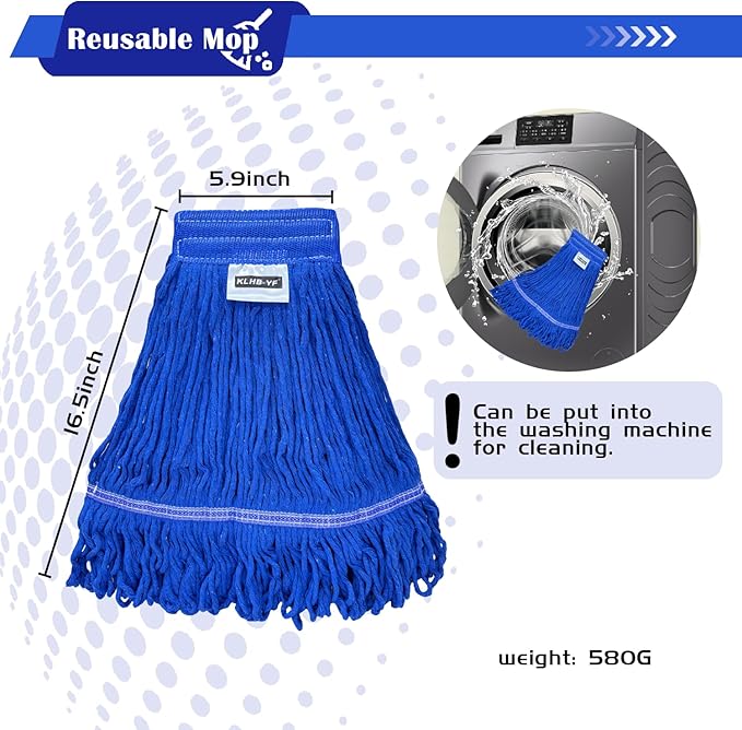 4 Pack Heavy Duty Commercial Mop Head Replacement,Commercial String Mop Head，Loop-End Mop Head Replacement,Cotton Washable Industrial Mop Head,Wet Cleaning Mop Head for Home,Industrial and Commercial