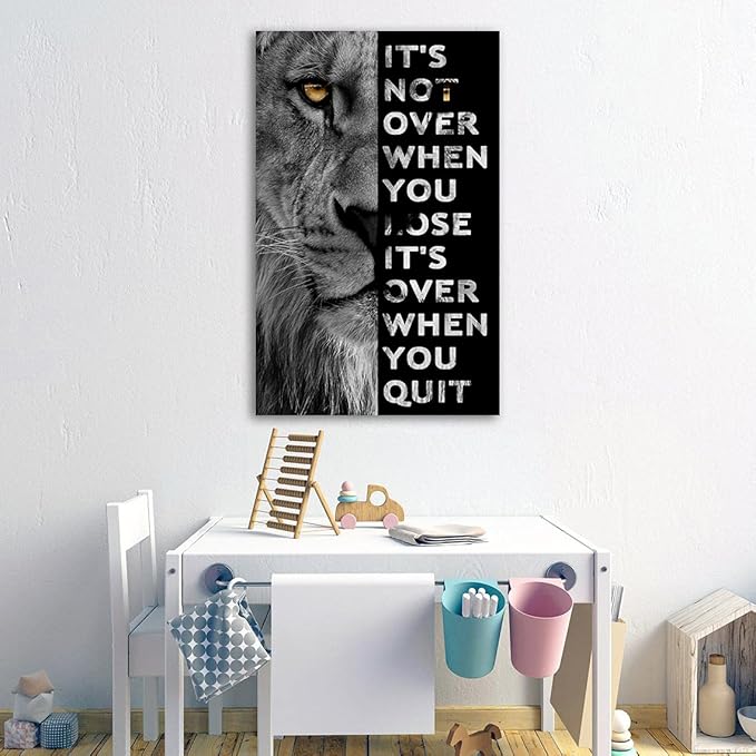 Never Give Up Motivational Print Canvas Wall Art • Success Printing Gallery Wrap • Inspirational Poster Artwork Modern Home Decor For Home,Office,Gym,Classroom Wall Decor Framed Ready to Hang
