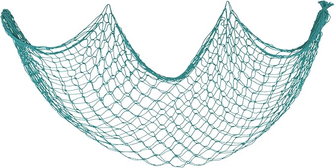 1 Pack Decorative Fishing Net, Patioland 5x10 ft Large Aqua Fish Net Decor for Wall, Photo Display, Nautical Mermaid Pirate Ocean Themed Beach Hawaii Under the Sea Party Decorations