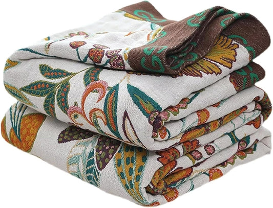 MSGKV 100% Cotton Boho Throw Blanket Woven Blankets, Reversible Versatile KnitWoven Blanket for Bed Couch Sofa, Super Soft Decorative Blanket for Chair Sofa and Living Room, 90''Wx 98''L
