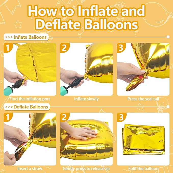 NISOCY 48PCS Gold Square Foil Balloons Wall Backdrop Metallic Double Sided Gold Christmas Balloons Tunnel Arch Kit for New Year Birthday Anniversary Graduation Party Decorations