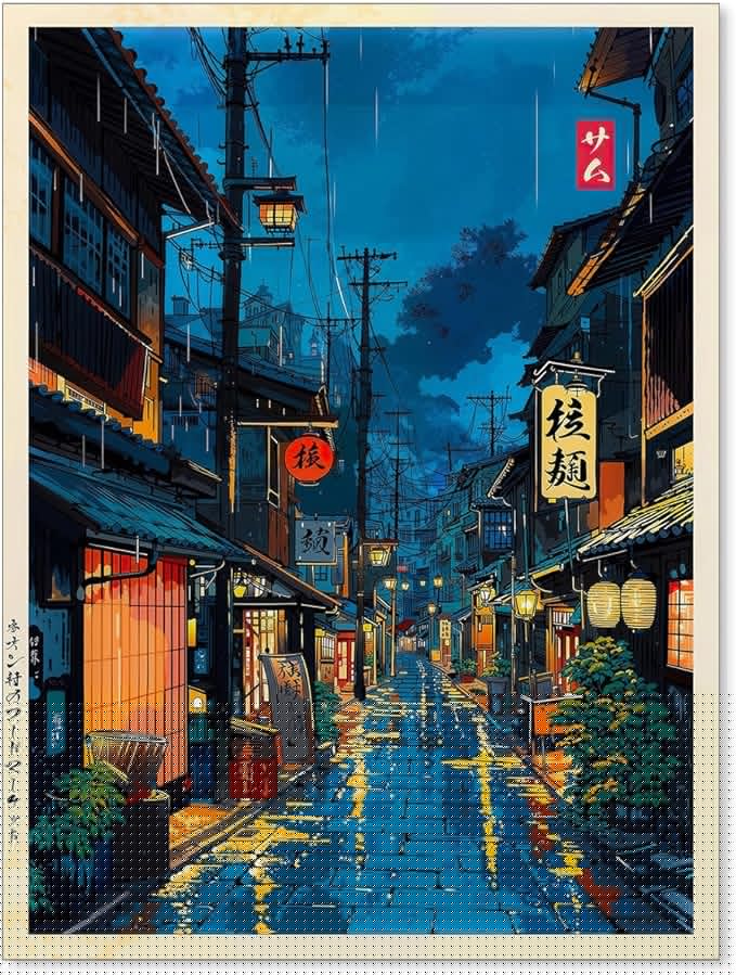 Podafu Japanese Tokyo Tea House Canvas Wall Art - 10L" x 8W" - Unframed - Traditional Japanese Art - Nature - Bedroom, Living Room, Kitchen, Office
