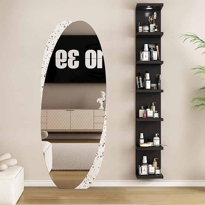 Versatile 7 Tier Wall Shelf Unit,Black Lack Wall Shelf,Display Floating Shelf with LED Remote Control Light