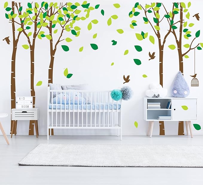 Giant Jungle Tree Wall Decal Tree Wall Sticker Removable Vinyl Sticker Mural Art Room Nursery Bedroom Living Room Decoration (103.9x70.9)