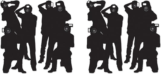 Beistle Paparazzi Cutouts – 4-Count Thin Printed Clear Plastic Hollywood Photographer Wall Backdrop Decorations for Awards Night Parties Celebrity Photo Props and VIP Event Décor, 5'3"