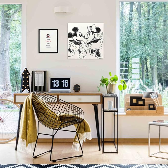 Open Road Brands Disney Mickey and Minnie Framed Wall Art - More Love Than a House Can Hold - Classic Mickey Mouse Picture
