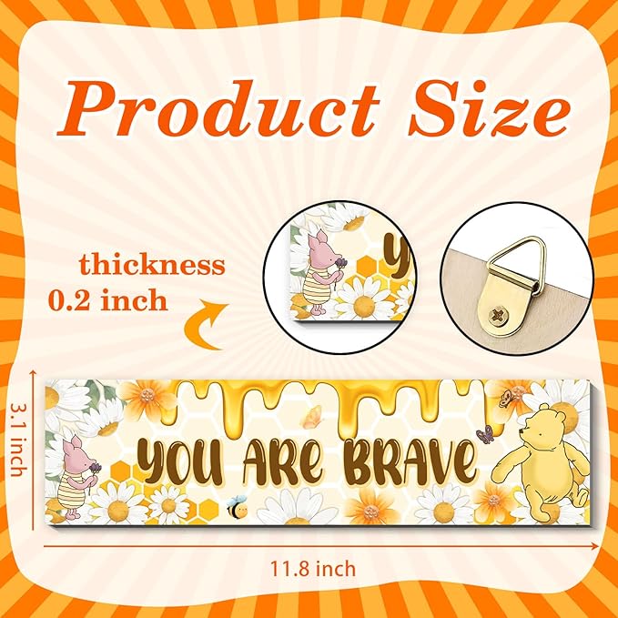 BirtDerr 4PCS Winnie Nursery Decorations-the Pooh Baby Stuff-Vintage Nursery Decor-Winnie Wall Decor Wall Art(Classic)