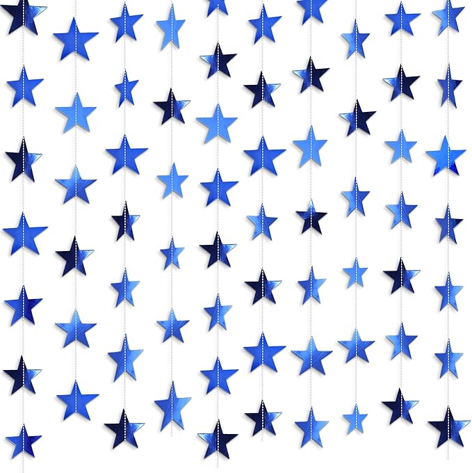 Patelai Glitter Star Garland Banner 2026 Graduation Decor 130 Feet Star Hanging Banner Twinkle Backdrop for Party Birthday Classroom Wedding Supplies(Royal Blue)