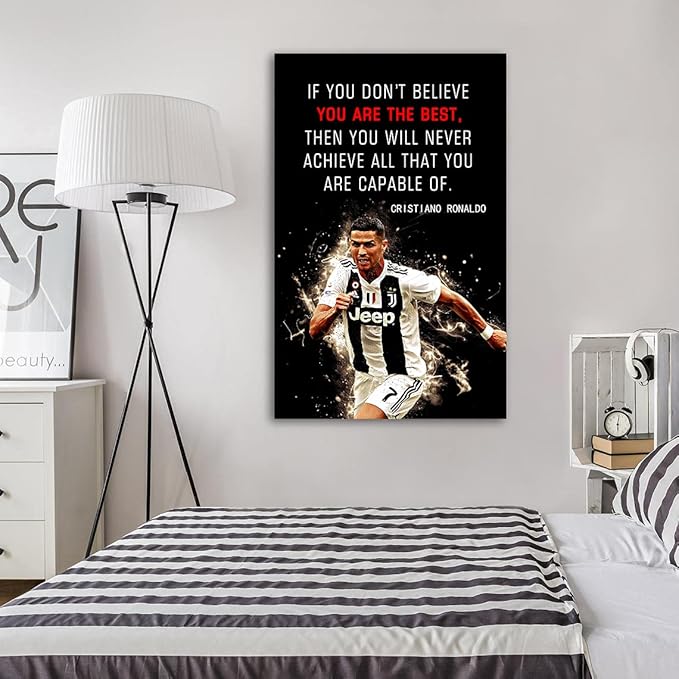 AMART SUN Football Sports Decor • Superstar Quote Poster Inspirational Canvas Wall Art • Motivational Artwork Modern Home Decor For Home,Office,Gym,Classroom Wall Decor Framed Ready to Hang