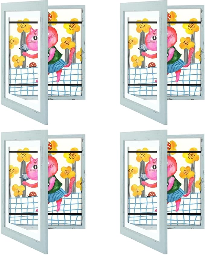 Golden State Art, 10x12.5 Kids Art Frames, Front-Opening Picture Frame Great for Kids Drawings, Artworks, Children Art Projects, Schoolwork, Home or Office (Teal Blue Set of 4)