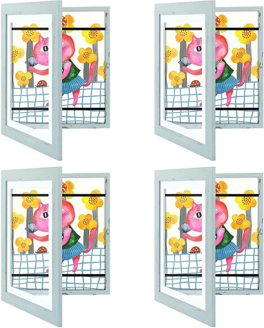 Golden State Art, 10x12.5 Kids Art Frames, Front-Opening Picture Frame Great for Kids Drawings, Artworks, Children Art Projects, Schoolwork, Home or Office (Teal Blue Set of 4)
