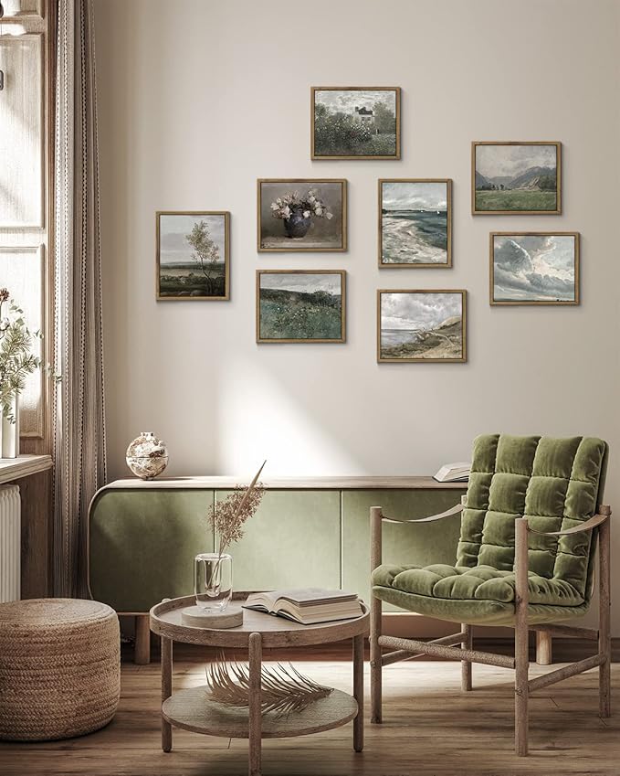 InSimSea Framed Canvas Wall Art Vintage Decor, Home Decor Danish Coastal Landscape in Stormy Weather Classical Paintings, Coastal Wall Art for Living Room Bedroom Office Decor, 8"x10"