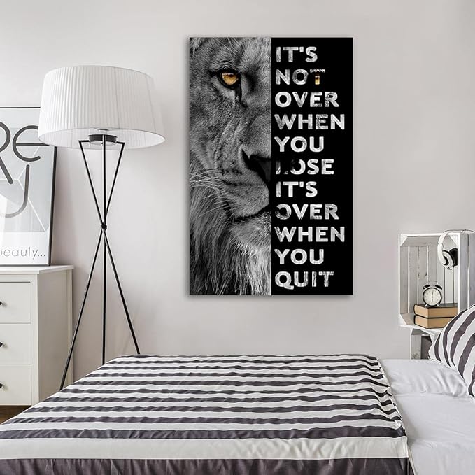Never Give Up Motivational Print Canvas Wall Art • Success Printing Gallery Wrap • Inspirational Poster Artwork Modern Home Decor For Home,Office,Gym,Classroom Wall Decor Framed Ready to Hang
