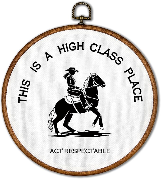 KSDUT Western Cowgirl Wall Art Decor - Preppy Trendy Southwestern Wall Art Canvas Frame Hanging Prints, Foyer Entryway Modern Round Wall Decor for Home Dorm Decorations 10"x10"