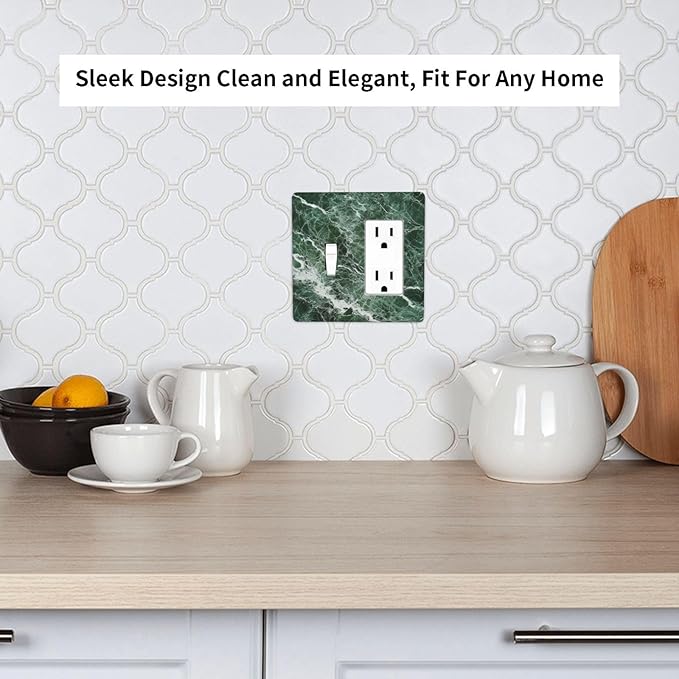 Outlet Covers Forest Marble Dark Green With White Vein 1 Toggle 1 Rocker Combination Decorative Wall Plate Electrical Switch Plates Light Switch Cover Plate For Bathroom Kitchen Decor