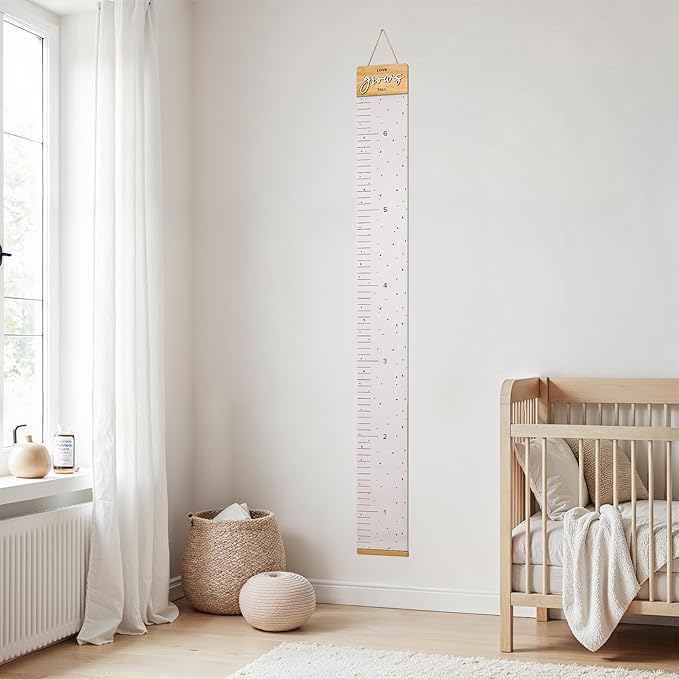 Beautiful Growth Chart for Wall - Cute Height Chart to Easily Track Your Kids' Growth and Milestones - Essential Baby and Toddler Playroom Decor That is Great for Gifting and Creates Lasting Memories