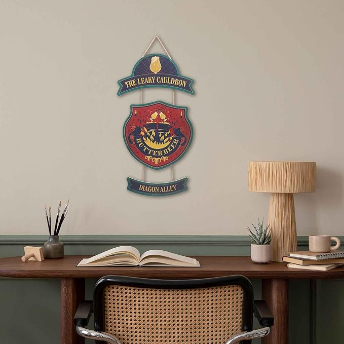 Harry Potter Leaky Cauldron Hanging Wood Wall Decor - Fun Leaky Cauldron Sign for Home