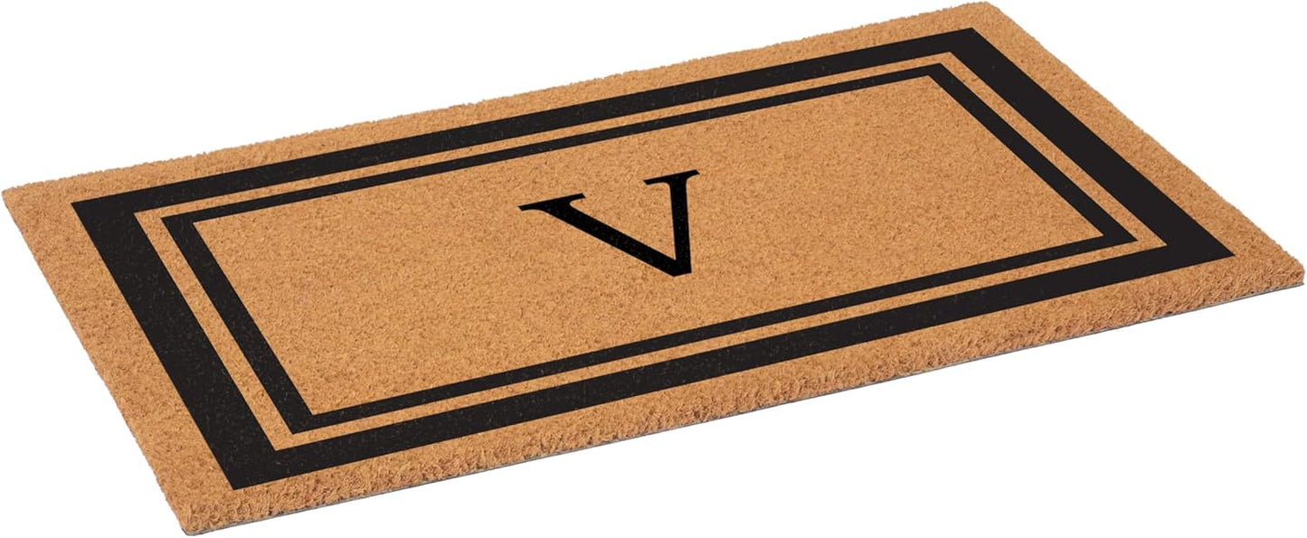 Calloway Mills 152962436V Black Border 24" x 36" Monogram Doormat, (Letter V)