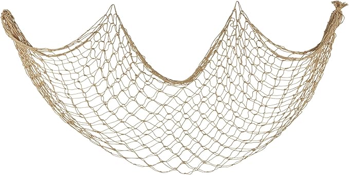 Decorative Fishing Net 1 Pack, 5x10 ft Large Caramel Fish Net Decor for Wall, Photo Display, Nautical Mermaid Pirate Ocean Themed Beach Hawaii Under The Sea Party Decorations